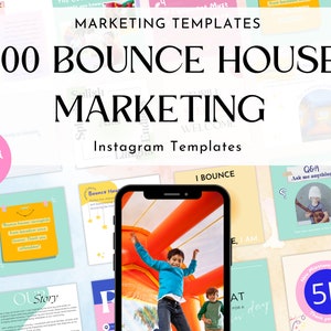 100 Instagram-Vorlagen für Bounce House-Marketing | Enthält Werbeaktionen, Zitate, Erfahrungsberichte und Highlights | Hüpfburg-Vermietungsgeschäft