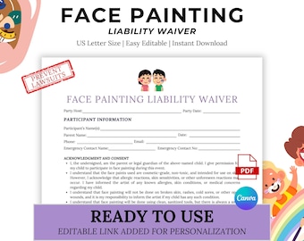 Face Painting Liability Waiver Template: Party Consent Form (PDF Download)