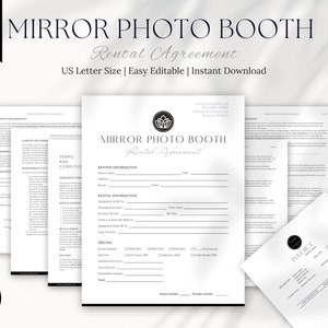 Mirror Photo Booth Rental Agreement | Selfie mirror booth | Interactive Magic Mirror Lease Form | Selfie Mirror Rental, Terms and Conditions