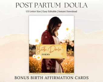 Birth Doula Contract Template: Service Agreement & Client Questionnaire (Canva Editable, Digital Download)