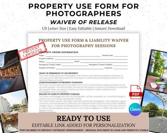 Photography Property Release Form: Customizable Waiver Template (PDF Download, Canva Edit)