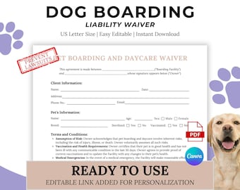 Vorlage für den Bordverzicht für Hunde: Einverständniserklärung für die Kindertagesstätte (Canva Editable, PDF)