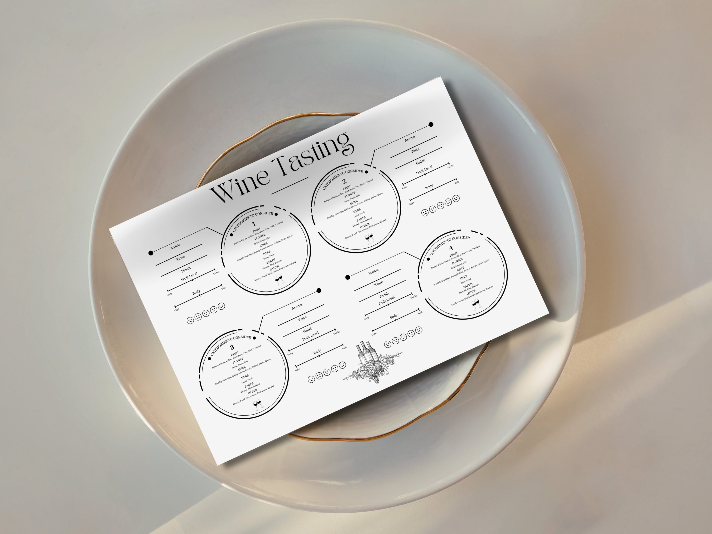 Printable Wine Tasting Placemat, Wine Tasting Score Sheet, Wine Tasting Coaster, Wine Party ...