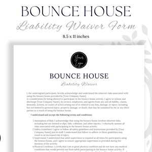 Bounce House Waiver Form | Release of Liability Template | Editable and ...