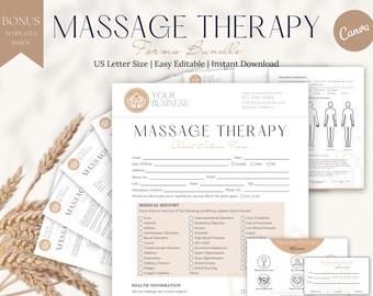 Massage Therapy Forms Bundle: Editable Spa Templates (Canva)
