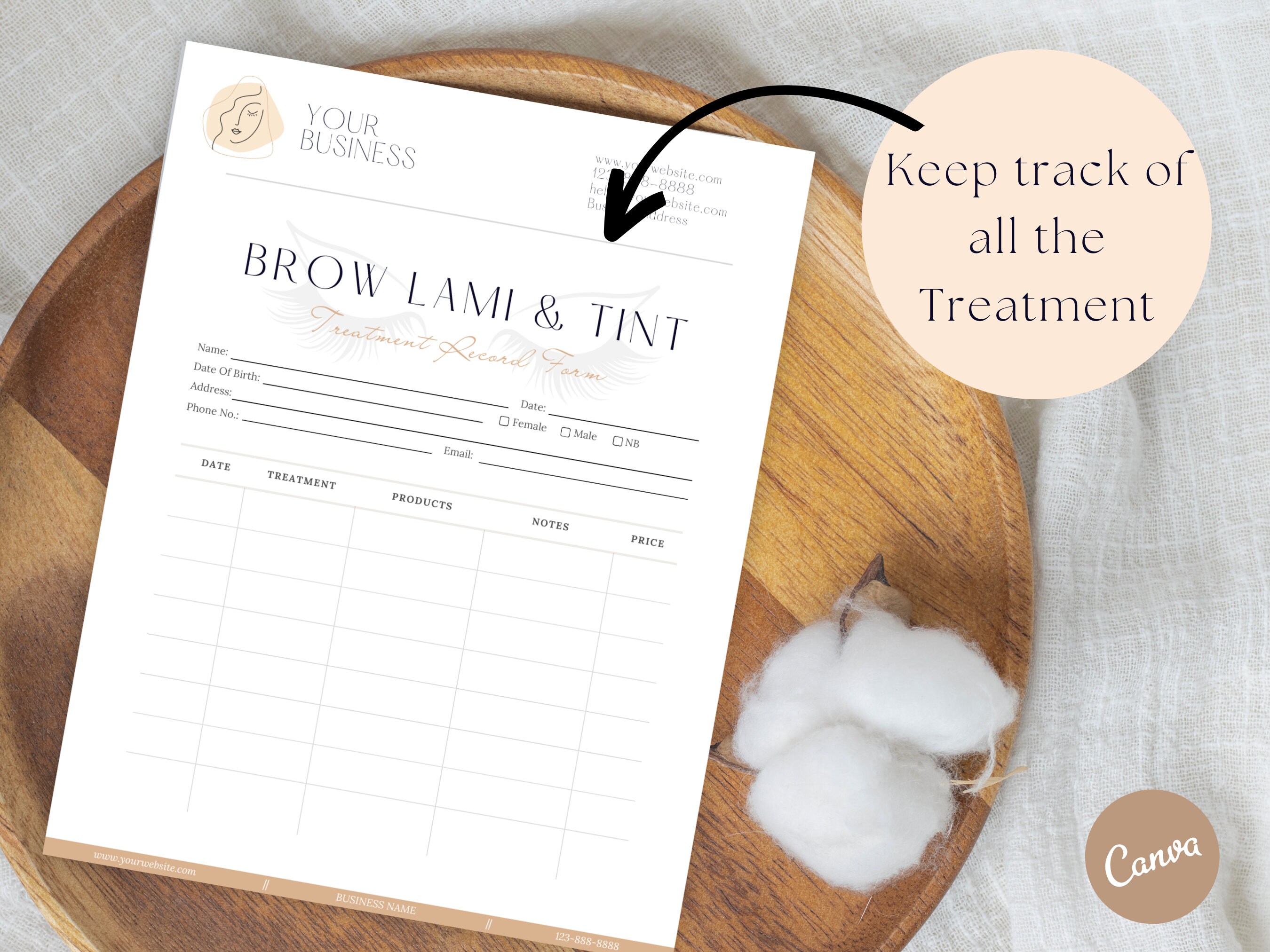 Brow Lamination and Tint Forms Bundle Editable Brow Lami Aftercare Tint