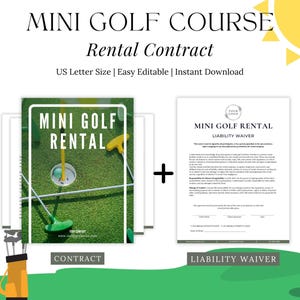 Customizable Mini Golf Rental Contract, Miniature Golf, Portable Mini Golf, Putt Putt, Liability Waiver of Release, Nine, Six, Three holes