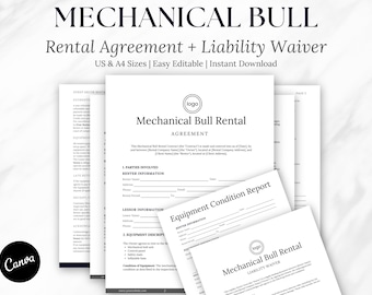 Mechanical Bull Rental Agreement Template: Liability Waiver & Safety Guidelines (Digital Download)