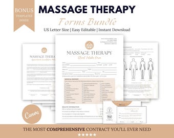 Massage Therapy Forms Bundle: Client Intake, SOAP Notes, & Consent (Canva Template)