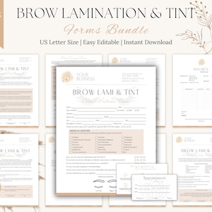 Bundel voor wenkbrauwlaminering en tintformulieren | Bewerkbaar | Brow Lami-nazorg | Toestemmingsformulieren voor tinten | Tint Nazorg | Schoonheidsadvies voor wenkbrauwen