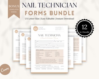 Editable Nail Tech Forms Bundle: Client Consultation (Digital Download)
