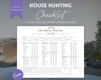 House Hunting Checklist: Home Buyer Evaluation Form (Digital Download)