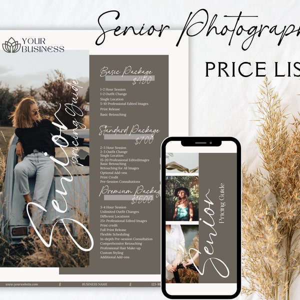 Senior photography Pricing Guide, Photography Price List, Graduation ceremony photography, School photography, Photographer forms