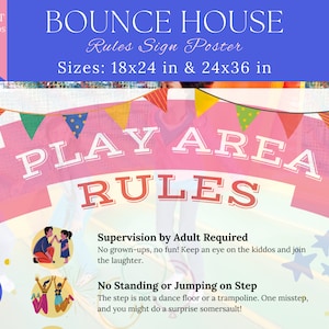 Outdoor Bounce House Rules Sign | Printable Kids Play Rules | Soft Play Rules | Inflatables Rules Poster | Indoor Play Safety Instructions