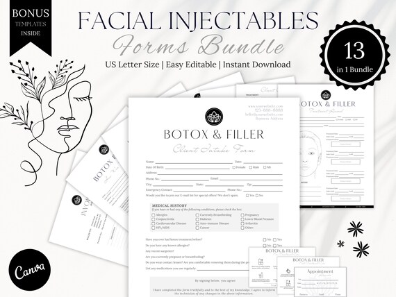 Botox Forms Bundle: Injectables Consent, Treatment Record (Digital Download)