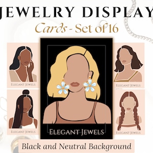 Faceless Model Jewelry Display Cards | Earring Cards, Jewelry Display Templates, Earring Holder Cards, Illustrated Cards, Earing Display