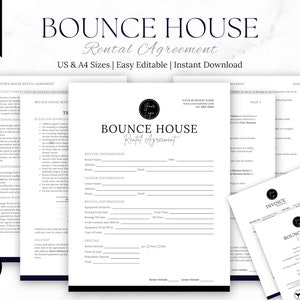 Bounce House Rental Contract, Template with Force Majeure, Inflatables Rental, Bounce House Rules, Bounce House Liability Waiver