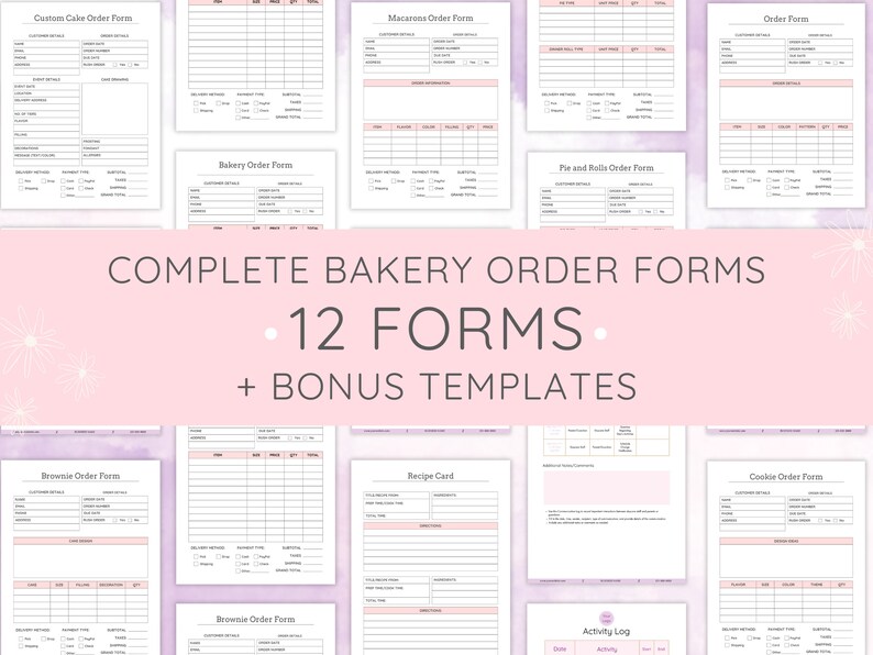 Printable Bakery Order Forms, Cake Business Bundle, Editable Cake Order ...