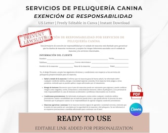 Dog Grooming Waiver Template: Pet Grooming Consent Form (Digital Download)