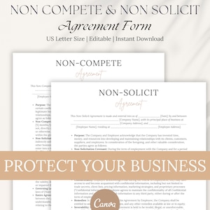 Employee Non Compete Agreement, Non Solicit Agreement, Employment Agreement, Freelancer no compete form, Confidentiality Disclosure