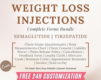 Semaglutide Tirzepatide Injection Forms Bundle: Editable Templates (Digital Download)