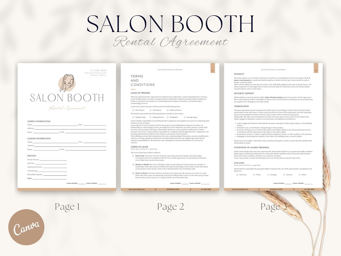 Salon Booth Rental Contract Agreement Form Beauty Booth Rental Hair