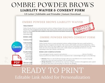 Ombre Powder Brows Consent Form & Liability Waiver (Canva Template)