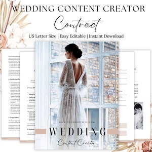 Wedding Content Creator Contract for Wedding Photographers, Videographers, Social Media Influencers, and Wedding Planners, tiktok influencer