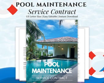 Pool Maintenance Contract Template: Customizable Service Agreement (Canva, Digital Download)