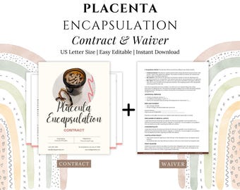 Placenta Encapsulation Contract & Waiver, Birth Doula Forms, Preservation and Tincture