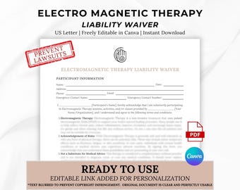 Electromagnetic Therapy Liability Waiver Template: PEMF Consent Form (Digital Download)