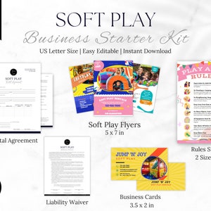 Soft Play Business Starter Bundle | Editable Marketing Template | Rental Agreement | Liability Waiver | Flyers | Rules Sign | Business Cards