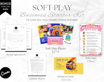 Soft Play Business Starter Bundle | Editable Marketing Template | Rental Agreement | Liability Waiver | Flyers | Rules Sign | Business Cards