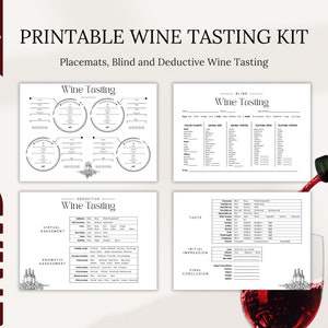 Afdrukbare wijnproeverijset, scoreblad wijnproeverij, wijnproeverij onderzetter, Wine Party Essential, wijnproeverij, deductieve evaluatie