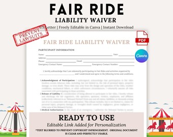 Fair Ride Liability Waiver Template: Amusement Park Consent Form (PDF)