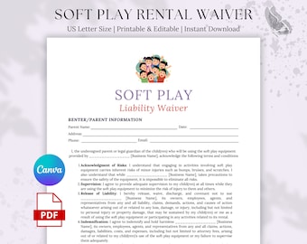 Soft Play Waiver Form | Indoor Playground Release of Liability Template | Soft Play Equipment Rental Business | Editable and Printable