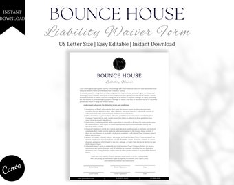 Bounce House Waiver Template: Editable Inflatables Rental Release (Digital Download)