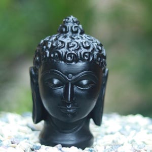Hand Carved Stone Buddha Head Statue: Zen Meditation Decor