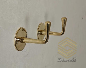 Ganci da parete per appendiabiti in ottone non laccato in stile antico fatti a mano: ganci per asciugamani da bagno vintage, ganci per cappelli e cappotti retrò, design classico