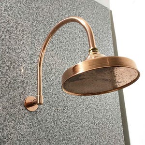 Unlacquered Copper Shower Head | Round Rain Showerhead | Solid Copper Outdoor Shower Fixture | Handmade Bathroom Decor | Vintage Showerhead