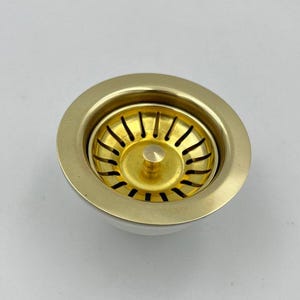 Unlacquered Brass Kitchen Sink Strainer Set: Waste Strainer, Drain Cover, & Basket Strainer - Functional Elegance for Your Sink Décor!