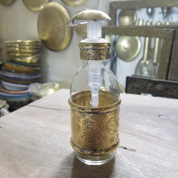 Handmade Unlacquered Brass Soap Dispenser,  Unlacquered Brass, Containers | Bathroom soap Pump