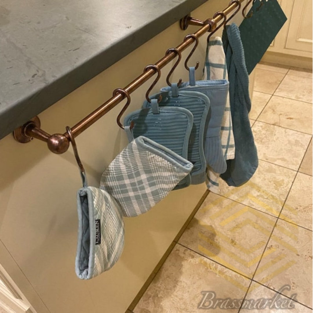Copper Hanging Storage Rack With Brass Hooks, Perfect for Wall Mounting ...