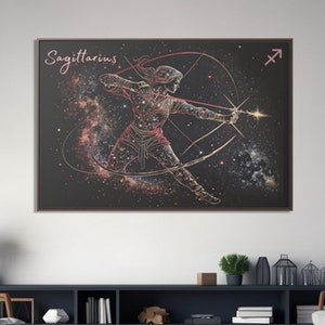 Framed Wall Art Sagittarius Wall Art Sagittarius Canvas Sagittarius Constellation Art For Wall Decor "The Explorer"
