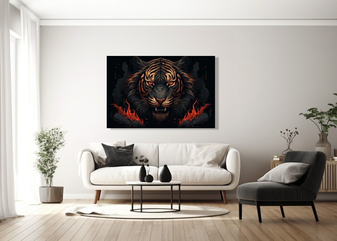 Japandi Wall Art Animal Portrait Wall Art Tiger Face Wall Art Etsy