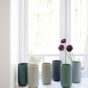 Modern handmade ceramic vase. Exceptionally handcrafted. Available in white, blue grey, sage green, grey, sand and black. image 9