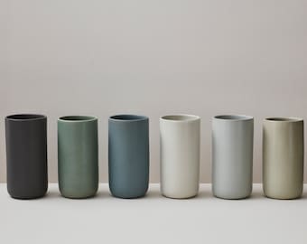 Modern handmade ceramic vase. Exceptionally handcrafted. Available in white, blue grey, sage green, grey, sand and black.