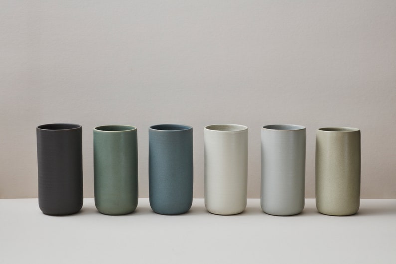 Modern handmade ceramic vase. Exceptionally handcrafted. Available in white, blue grey, sage green, grey, sand and black. image 1