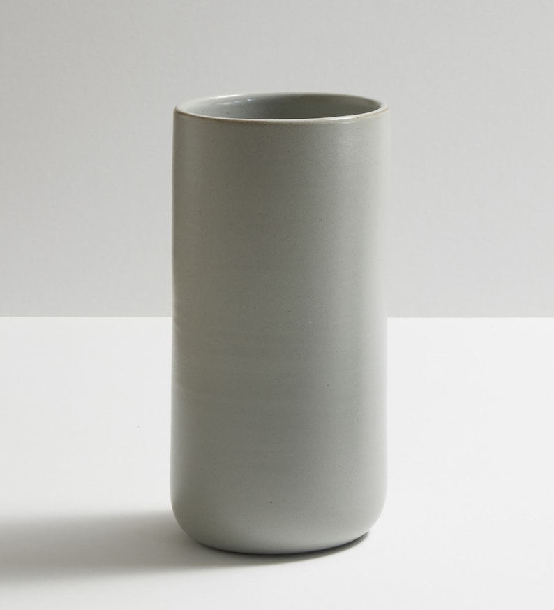 Modern handmade ceramic vase. Exceptionally handcrafted. Available in white, blue grey, sage green, grey, sand and black. Gray