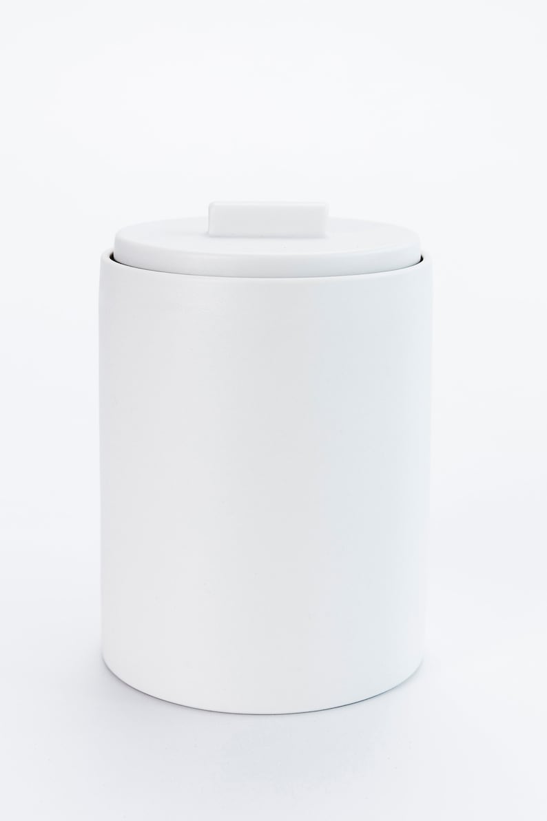Modern handmade ceramic storage container. Exceptionally handcrafted. Available in white and cinnamon. image 3